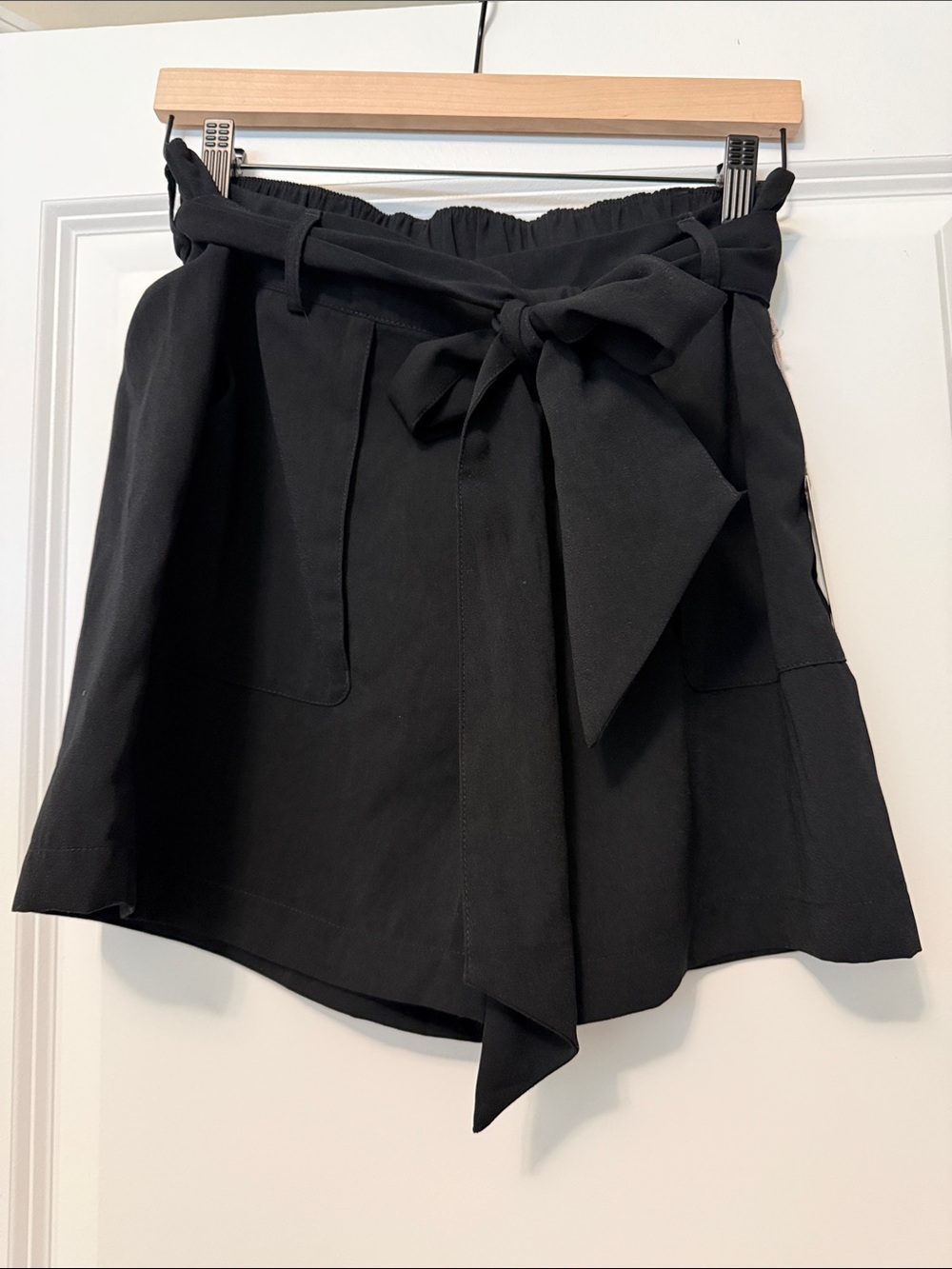 a new day Black Paperbag Tie-Waist Mini Shorts